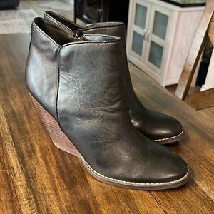 Reba black leather booties